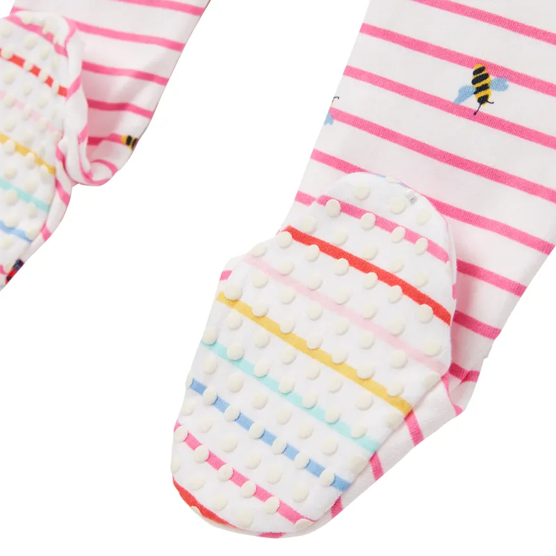 Joules Zippy Cotton Babygrow - Pink Ladybird Stripe-4
